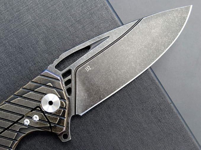 Eafengrow EF955 Titanium Alloy Folding Knife Titanium Handle with Pocket Clip Frame Lock EDC for Camping Tactical Hiking Survival Outdoor
