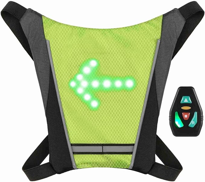 Drfeify LED Backpack Attachment ClampHolder Remote Control LED Backpack with Direction Indicator Safety Light Bag Sports Vest Wireless Controller for Cycle Running Walking Jogging (Yellow)