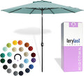 Midtown Umbrellas - 10-Year-No-Fade 8 Ft Patio Umbrella with Terylast Fabric Auto-Tilt Aluminum Frame and 8 Reinforced Ribs for Deck Pool Garden &amp Beach - Aqua Canopy Black Pole
