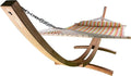 14 Ft. Wooden Arc Hammock Stand + Deluxe Quilted Double Padded Hammock Bed w/Pillow. 2 Person Bed. 450 LB Capacity(Natural Stain/Spring Stripe)