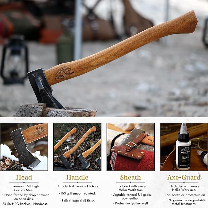 1844 Helko Werk Germany Axe Collection - 3 Traditional Splitting Axes Set - Saxon Spaltaxt Mini Spalter