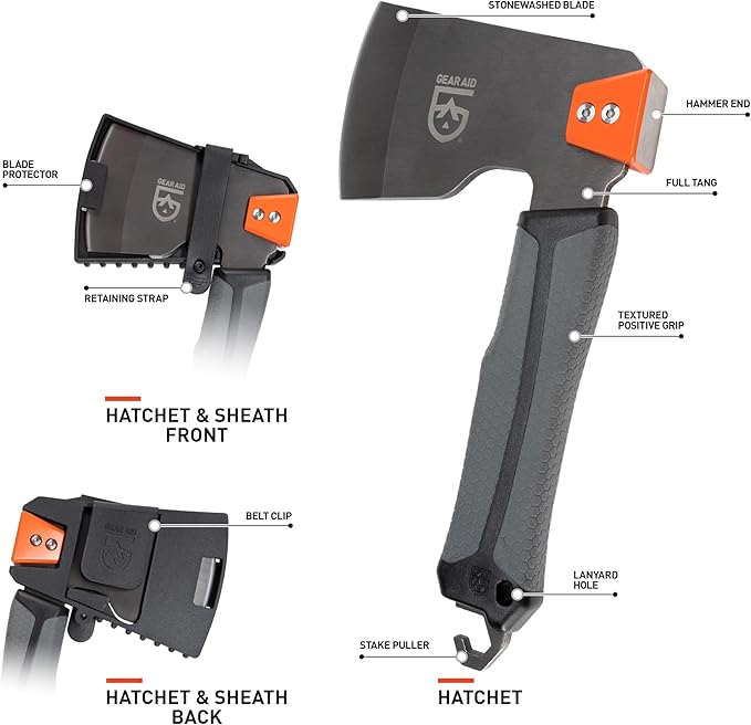 GEAR AID Balta Camp Hatchet: A Versatile Fire and Campground Tool with Safety Cover Hammer Kindling Cutter and Tent Stake Puller
