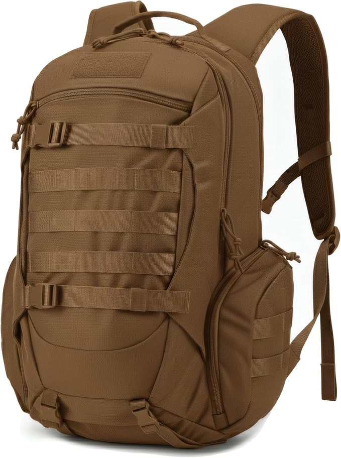 35L Tactical Backpack for Men MOLLE Military Bug Out Bag Waterproof Rucksack for Hiking with Hydration Port Tan