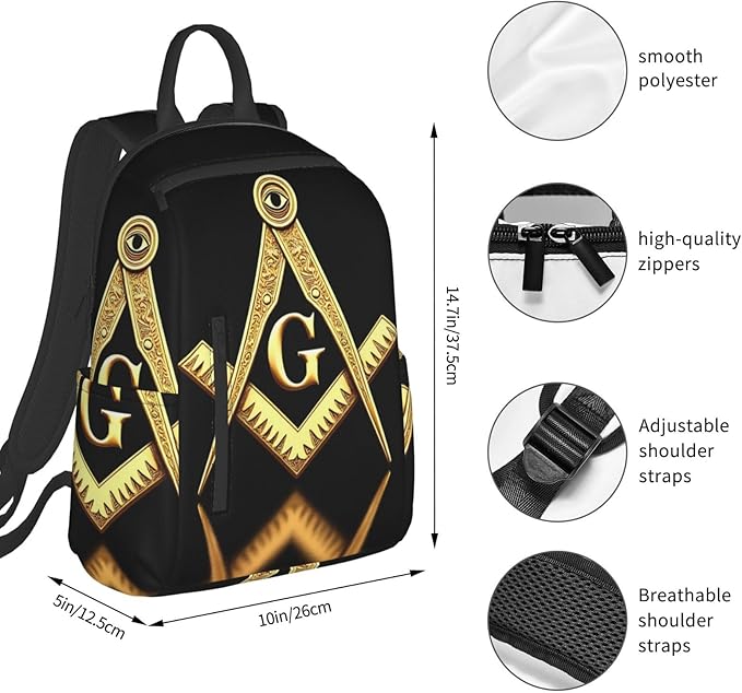 Gold freemason freemasonry masonic Travel Laptop Backpack Womens Mens Bag Bookbag