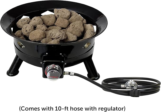 Flame King Smokeless Propane Fire Pit 24-inch Portable Firebowl 58K BTU with Self Igniter Cover &amp Carry Straps for RV Camping &amp Outdoor Living