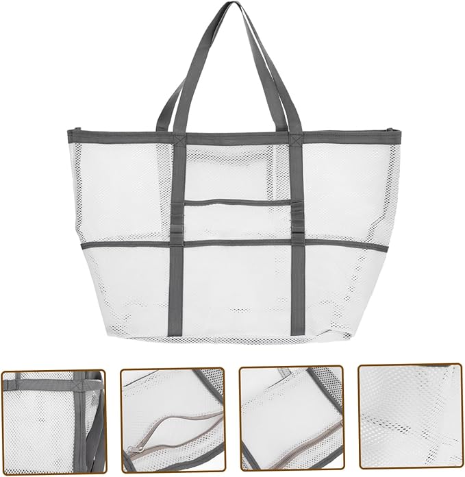 DOITOOL 2pcs Tote Handle Mesh Toy Use Bag Beach Organizer for Organizers Shower Basket Outdoor with Whitex5pcs 59x36cmx5pcs