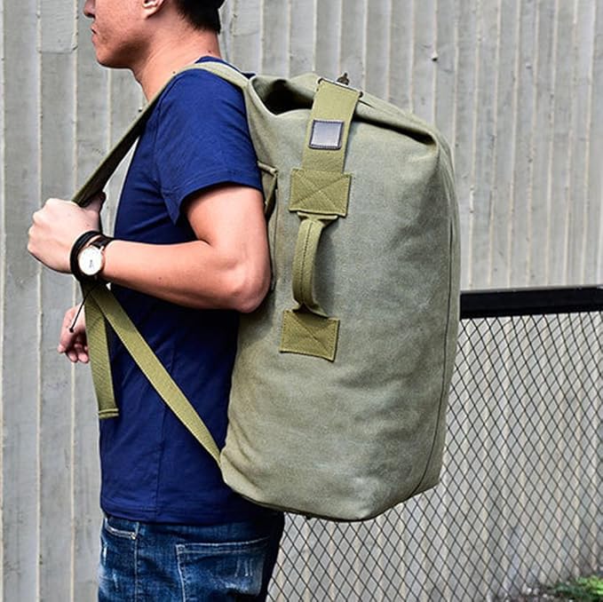 Military Duffel Bag Top Load Double Strap Canvas Backpack Army Travel