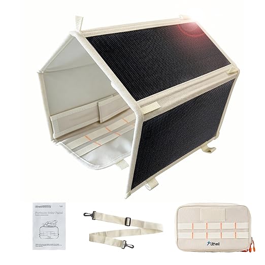 Litheli 24W Portable Solar Panel Charger Foldout Mini Solar Panel for Camping Hiking &amp Window Use IP54 Waterproof Dual USB-C/USB-A 5V/3A Foldable Solar Charger for Phone Camera &amp Power B