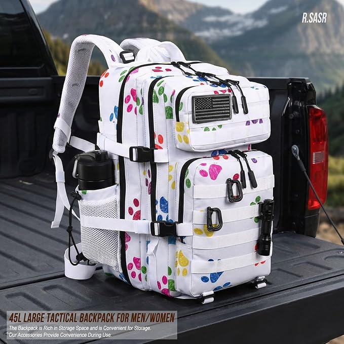 45L Tactical Backpack for Men Women Military Assault Pack with MOLLE Large 3 Day Bug Out Bag for Hiking Camping