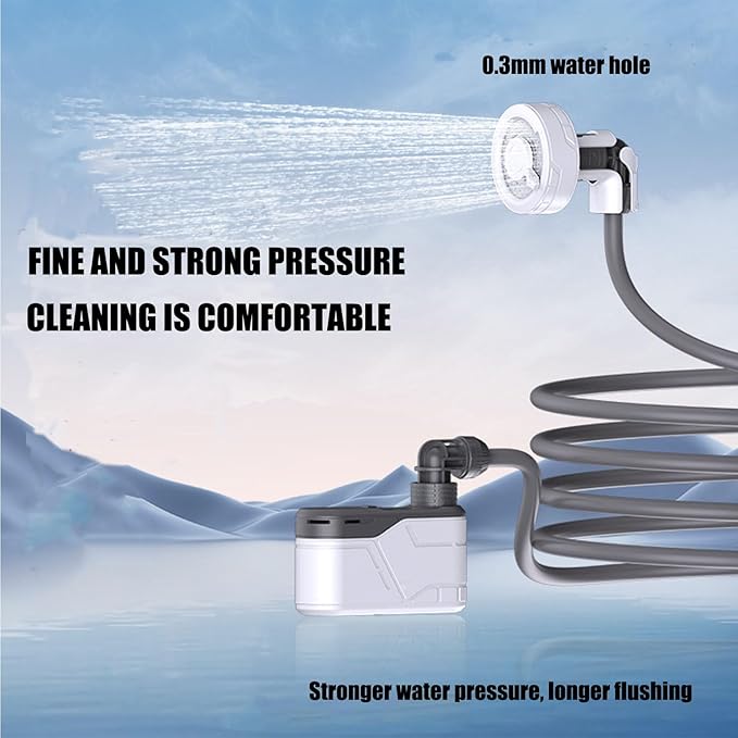 Portable outdoor shower high pressure water-saving showerhead 0.3mm water outlet quick-connect connector suitable for camping travel pet shower