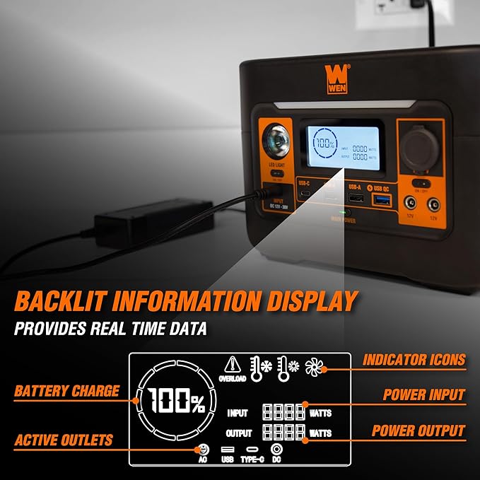 WEN 300-Watt 269Wh Lithium-Ion Power Station and Battery-Powered Inverter Generator (PP300i)