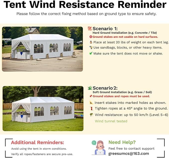 Greesum 10x30 Outdoor Canopy with with 6 Side Removable Walls Upgrade Patio Camping Heavy Duty Gazebo Shelter for Party Wedding BBQ Events Waterproof Tent White