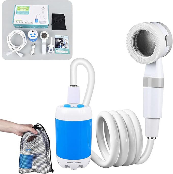 Outdoor Camping Shower Pump - Rechargeable Outdoor Shower Head Sprayer Portable Shower Head with Hose for Camping Perfect for Camping Hiking Travel Car Washing &amp Pet Cleaning