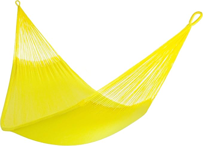 Handwoven Hammock by Yellow Leaf Hammocks - Family Size Fits 2+ PPL 550lb max - Weathersafe Super Strong Easy to Hang Ultra Soft Artisan Made - Color: Yellow