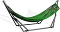 Best Home Fashion Hammock for 2 Persons with Collapsible Steel Stand 600 lbs Capacity- Portable Carrying Case Adjustable Perfect for Camping Beach Patio EZ Daze Foldable Hammock with Stand- Green