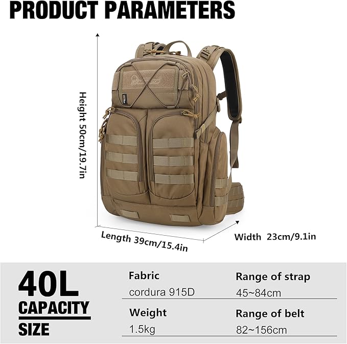 Mardingtop 40L Molle Tactical BackpackMilitary backpack for Men Cordura Backpack for HikingCampingHunting