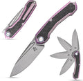 Sitivien ST999 Folding KnifeS35VN Steel Blade with Titanium and Carbon Fiber Handle Frame LockEDC Knife with pocket clip for Outdoor Camping Survival Hiking(Pink)