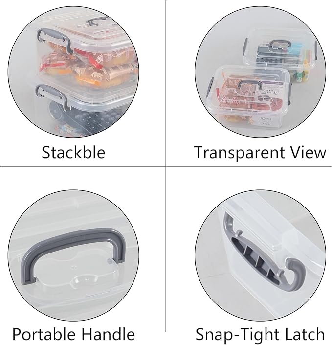 2 Pack Storage Organizer Bins 8 L Latching Box with Handle Stackable Storage Containers for Organizing