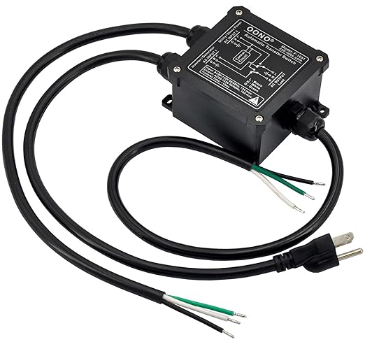 AC120V 15Amp Automatic Transfer Switch ATS Auto Transfer Switch (Core Wires + NEMA 5-15P)