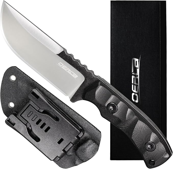 OERLA TAC TF-0017 Thunder Flash Fixed Blade Outdoor Duty Straight Knife - 420HC Stainless Steel Field Knife with G10 Handle Waist Clip EDC Kydex Sheath