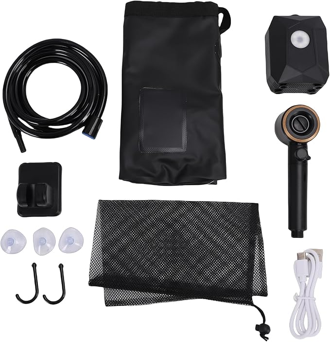 Portable Camping Shower Pump 6000mAh Rechargeable Outdoor Shower Kit with LED Display and 4 Water Modes for Camping Hiking Travel Beach Car Use