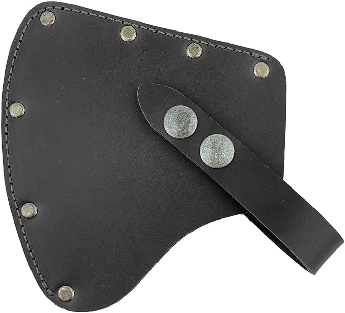 Camper Axe Head Sheath Protector Case Hatchet Blade Safety Sleeve Camping Accessories Lumberjack Outdoors Essentials Full Grain Leather Handmade Charcoal Black