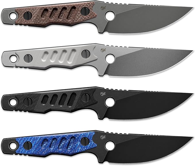 Petrified fish PFE18 Bison L 3.03 Fixed Blade Knife N690 Steel Personalized Skeleton Knife Stonewashed Blade for EDC (Black Stonewashed)