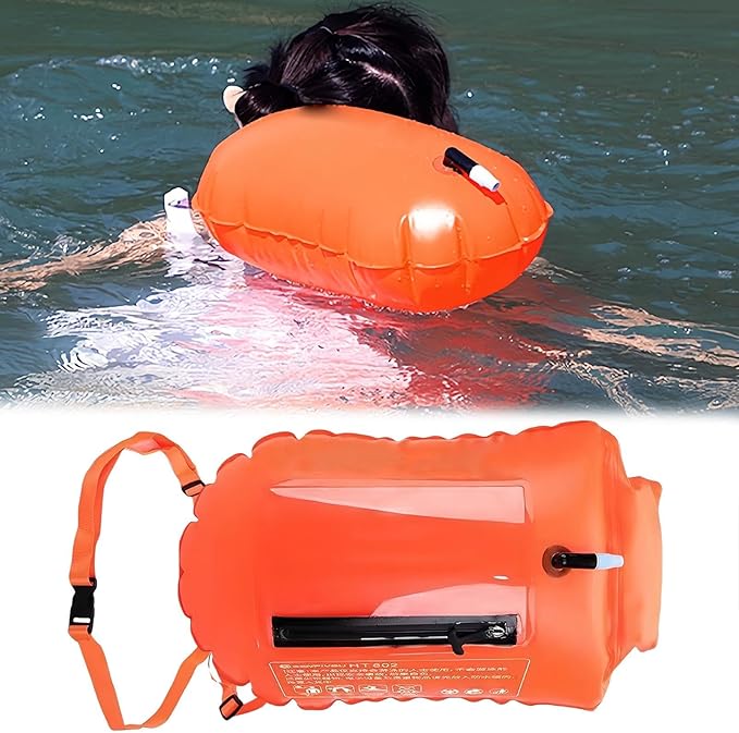 Swim Buoy for Open Water 20L High-Visibility Swim Safety Float Waterproof Dry Bag Pool Buoy Swim Training Snorkel Float Swimming Pull Buoy for Swim Training Snorkeling Kayaking