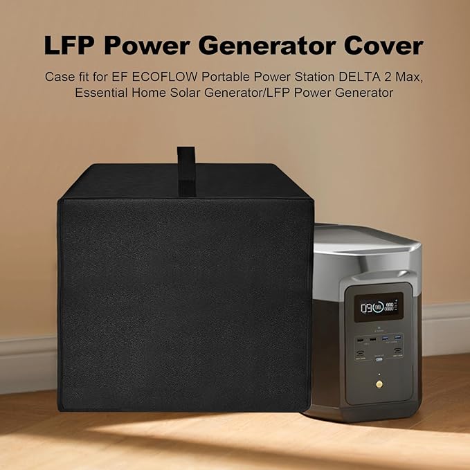 Power Station Dust Cover Heavy Duty Waterproof Anti-static Nylon Case for EF ECOFLOW Portable Power Station DELTA 2 Max/DELTA 3 MaxEssential Home Solar Generator Cover for Home Use (Black)