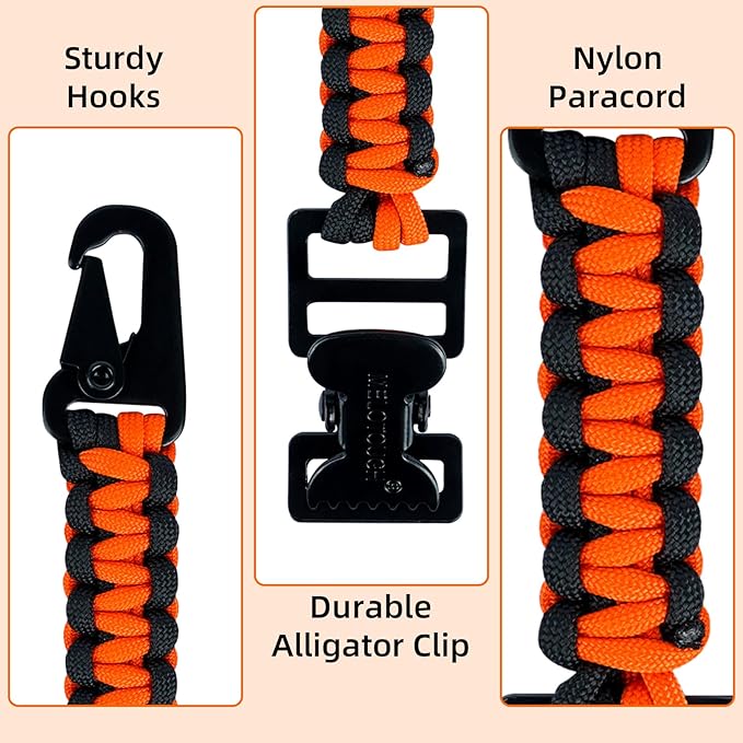MELOTOUGH Tactical Glove Clip Braided Paracord Work Glove Holder Clip for Tactical Backpack Tool Belt Outdoor Accessary (Orange&amp Lime)