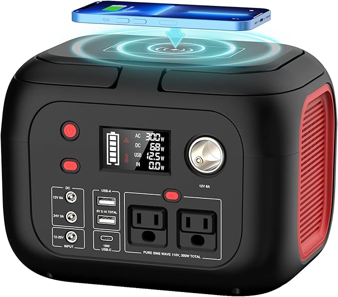 ENOFLO Portable Power Station 300W 228Wh Solar Generator with 110V Pure Sine Wave AC Outlet Backup Lithium Battery Generator for CPAP Outdoor RV Camping Emergency Home Use