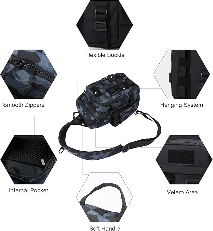 Tactical Backpack for Men Military Sling Bag Outdoor Crossbody Shoulder Pack Chest Bag for Hiking Fishing Camping Essentials
