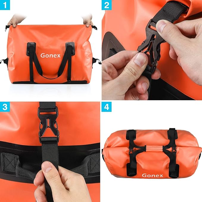 Gonex 40L 60L 80L Extra Large Waterproof Duffle Travel Dry Duffel Bag Heavy Duty Bag with Durable Straps &amp Handles for Kayaking Paddleboarding Boating Rafting Fishing