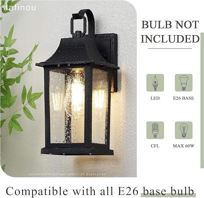 Outdoor Sconce LightsBlack 13 inch Outdoor Wall sconcesAluminum &amp Tempered Glass Exterior SconceWaterproof Rustproof Porch Lighting for Front DoorGaragePatio