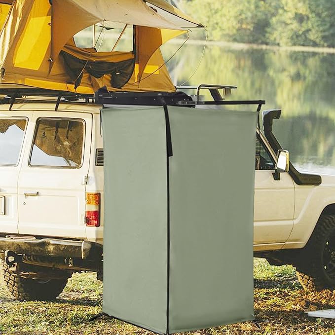 Vehicle Side Shower Tent Privacy Shelter Outdoor Changing Room Dressing Restroom for Camping Beach Van 39.37x39.37x70.87inch- Dark Green