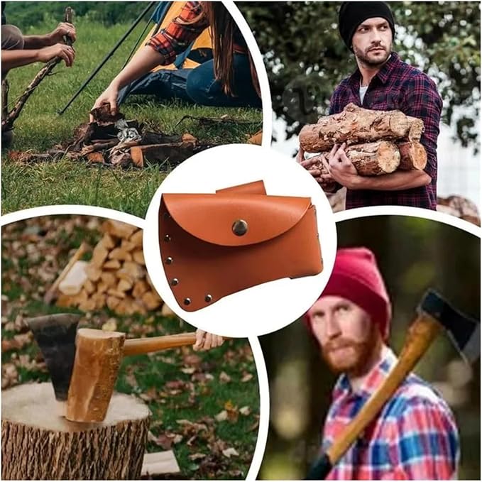 Hatchet Sheath Portable Head Leather Protection Covers Make Your Hatchet with Adjustable Safety for Lumberjacks Working Outdoors(15x13cm)