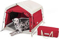 Dog Tent Cotton Fabric Aluminum Poles and Camping Mat Outdoor Weatherproof Dog House Outdoor Breathable with 2 Side Windows Portable and Collapsible (Red Large)