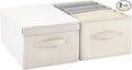 Large Fabric Storage Bins with LidFoldable Closet Organizers and Storage Basket2-Pack Stackable Storage Boxes for Organizing ClothesToysSheets18×11×8 Beige