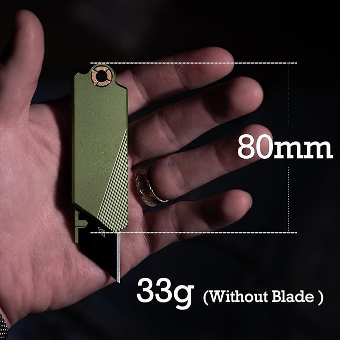 PICHI G9 Aluminum Utility KnifeLightweight Pocket Utility KnifeEDC Pocket KnivesCNC Unibody Quick Change BladeButton Lockfor Men Women Outdoor HikingCampingwith 2 Replaceable Blades (Green)
