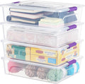 Plastic Storage Bin with Lid Stackable Design Clip Box for Crafts Supplies and Office Items Container (4 Pack 10 Quart Purple)