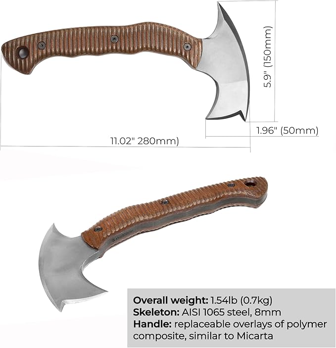 AncientSmithy Tactical Tomahawk Axe Full Tang 11.22 Compact Survival Axes for Throwing with Sheath Handmade Bushcraft Hatchet for Camping &amp Wood Chopping
