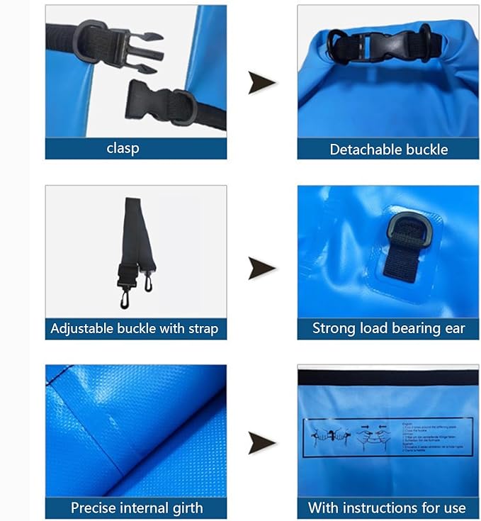 Waterproof Dry Bags for Beach 15L Roll Top Fishing Storage Water Sports Dry Sack for Kayakers Boaters Swimmers Fishermen Rafters Surfers Travelers Hikers Beach Trips Boating Swimming Kayaking