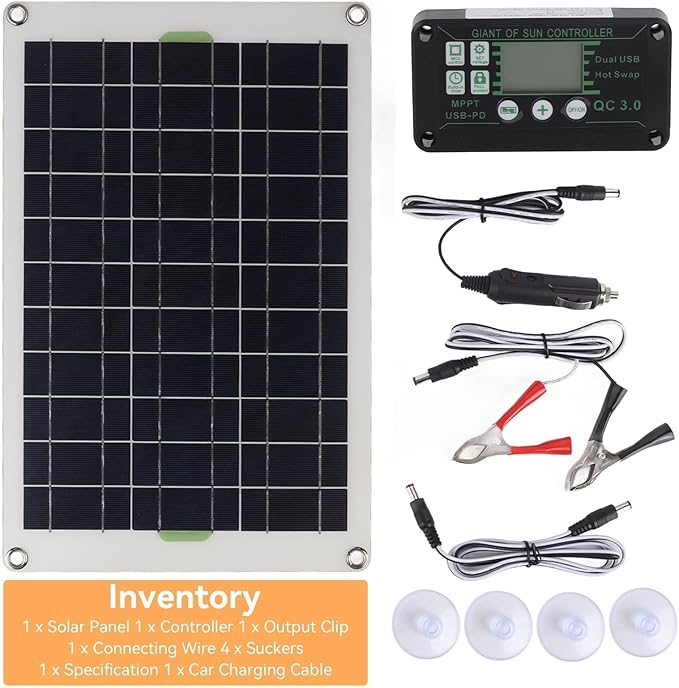 HERCHR 50W 30A Solar Battery Charger 12V 24V Solar Panel Charger Controller Solar Panel for Car Boat Marine RV Trailer Truck