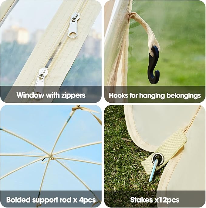Pop Up Bubble Tent15 x 15 ft Outdoor Greenhouse Clear Camping Shelters8-12 Persons Igloo TentPVC 540°Degree Fully TransparentWeatherproof and Cold Protection Portablefor Patio and Backyard