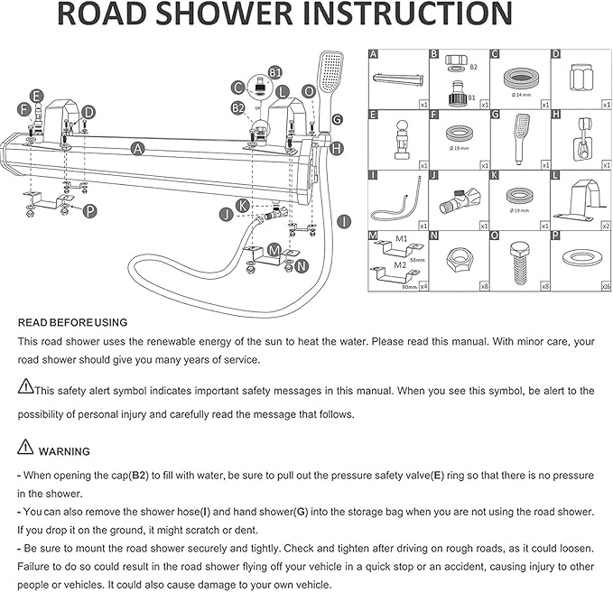 Portable Solar Camping Shower 18L/20L/30L Pressurized Water Tank with Shower Head &amp Hose for Outdoor Hiking Beach RV Travel