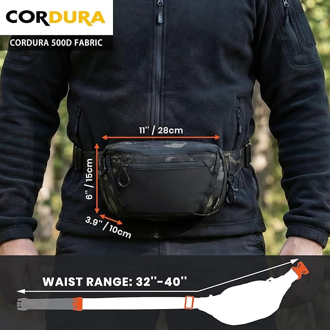 Tactical CCW Fanny Bag Concealed Carry Fanny Pack w/Adjustable Waist Belt Tactical Waist Bag Handgun Pouch with Universal Pistol Holster Everyday Hip Pack (Multicam Black)