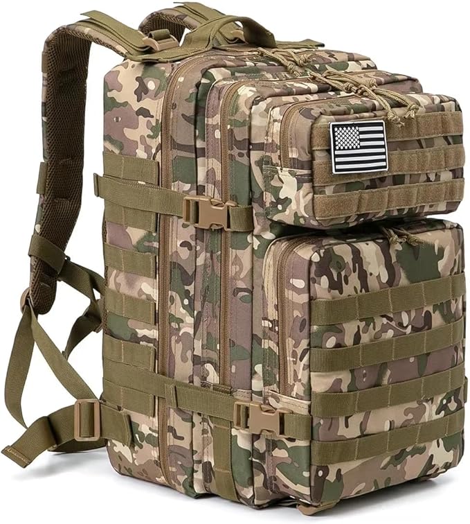 45L Tactical Backpack Large Capacity Outdoor Rucksack 3 Day Fitness Hiking Bag Hiking Camping Gear Backpacks Indian Bag (Camo CP) Set of 1