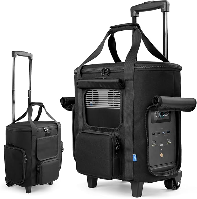 Xxerciz Carrying Bag Compatible with ECOFLOW DELTA 2 Power Station Storage Case with Wheels and Pull Rods Portable Generator Rolling Bag with Multi-Pocket and Handle for Outdoors