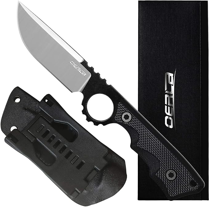 OERLA TAC OLK-032EK Outdoor Knife Fixed Blade Camping Hunting Survival Field Knife 420HC Full Tang Steel Blade with Kydex Sheath and EDC Tactical Belt Clip