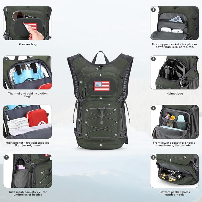 Maelstrom Hydration Hiking Backpack with 2L/3L Water Bladder High Flow Bite Valve Water Backpack Men Women Lightweight Insulation for Hiking Cycling Running Climbing Camping